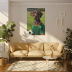 German Shorthaired Pointer Soccer Portrait canvas print by Tritan, sofa wall