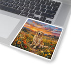Golden Retriever Acrylic vinyl sticker by Tritan, on a laptop