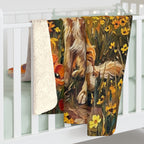 Golden Retriever Acrylic sherpa blanket by Tritan, on bed