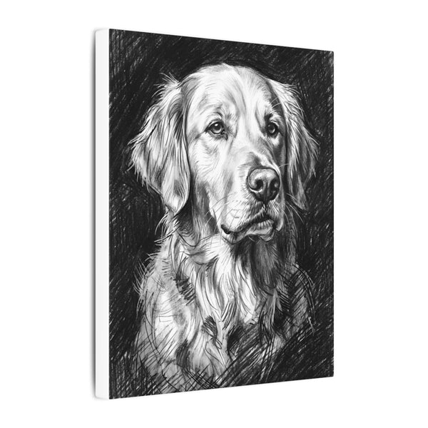 Golden Retriever Charcoal Portrait Canvas Wall Art | Dog Lover Gift | Pet Print Home Decor | Black & White Animal Art | Stretched Canvas