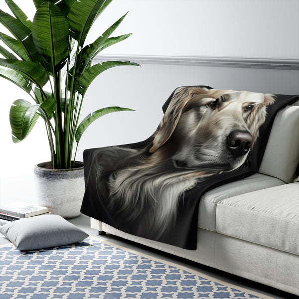 Golden Retriever Charcoal Portrait Throw Blanket | Premium Dog Prints | Tritan — Lifestyle View