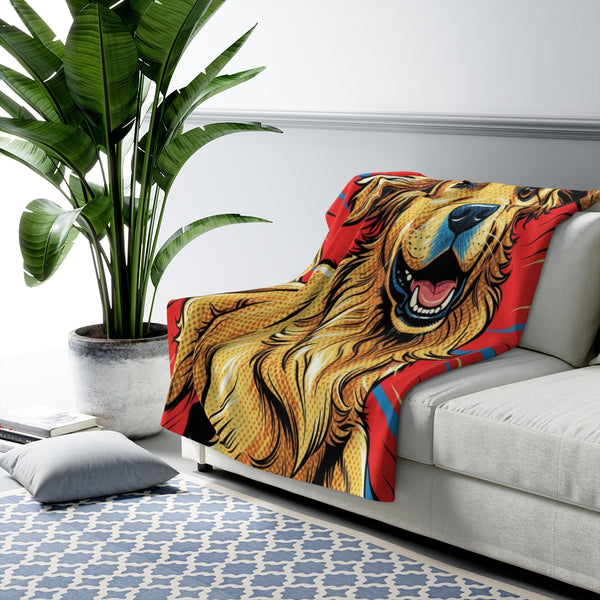 Golden Retriever Comic Pop Art Throw Blanket | Premium Dog Prints | Tritan — Lifestyle View