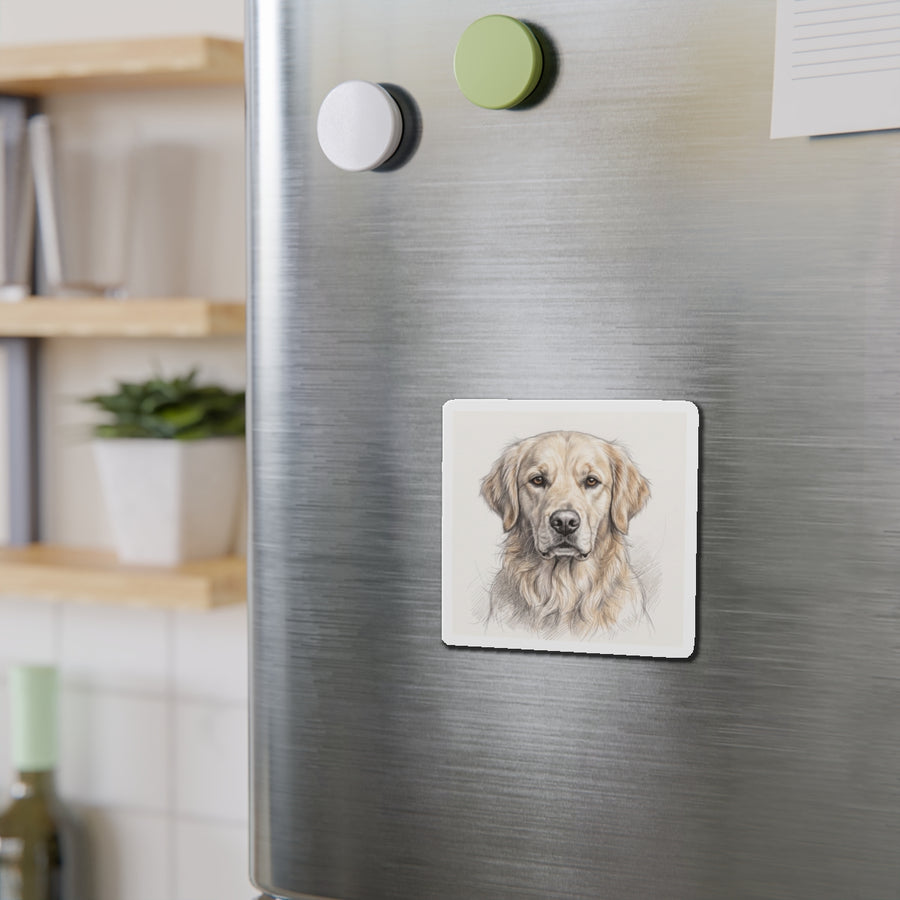 Golden Retriever Graphite die-cut magnet by Tritan, on steel