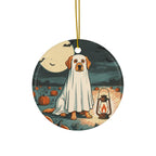 Golden Retriever Halloween Poster ceramic ornament by Tritan, front