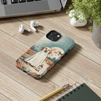 Golden Retriever Halloween tough phone case by Tritan, on a desk