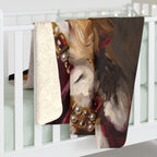 Golden Retriever Kings & Queens sherpa blanket by Tritan, on bed