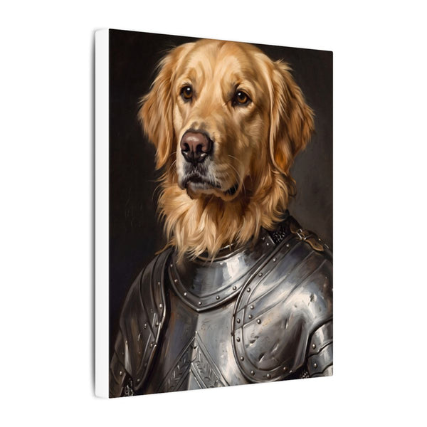 Golden Retriever Medieval Knight Portrait Canvas Wall Art, Regal Dog Painting, Golden Retriever Lover Gift, Stretched Canvas