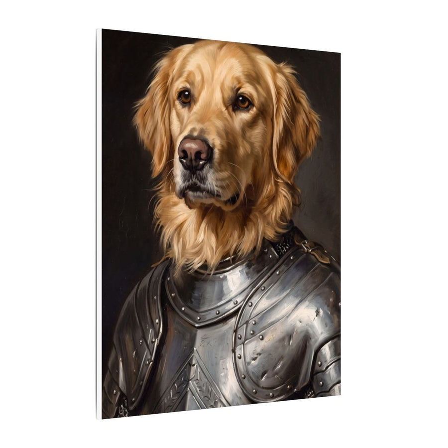 Golden Retriever Medieval Knight canvas print by Tritan, side