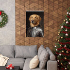 Golden Retriever Medieval Knight matte poster print by Tritan, framed on wall