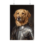 Golden Retriever Medieval Knight matte poster print by Tritan, front
