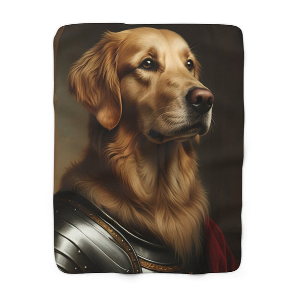 Golden Retriever Medieval Knight Portrait Regal Throw Blanket | Premium Dog Prints | Tritan