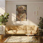 Golden Retriever Oil Portrait canvas print by Tritan, sofa wall