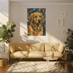 Golden Retriever Post-Impressionist canvas print by Tritan, sofa wall