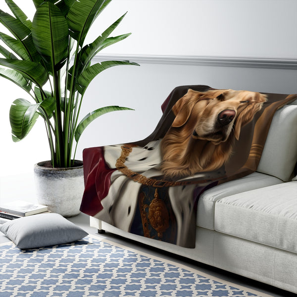 Golden Retriever Renaissance Royal Portrait Regal Throw Blanket | Premium Dog Prints | Tritan — Lifestyle View