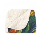 Golden Retriever Post-Impressionist sherpa blanket by Tritan, folded