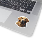 Golden Retriever Low Poly vinyl sticker by Tritan, on a laptop