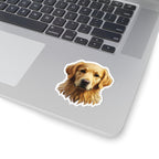 Golden Retriever Low Poly vinyl sticker by Tritan, on a laptop