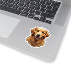 Golden Retriever Low Poly vinyl sticker by Tritan, on a laptop
