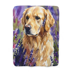 Golden Retriever Watercolor sherpa blanket by Tritan, front