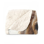 Golden Retriever Watercolor sherpa blanket by Tritan, folded
