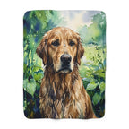 Golden Retriever Watercolor sherpa blanket by Tritan, front
