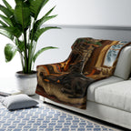 Great Dane By the Fire gift set: canvas, sherpa blanket and coaster in one painting