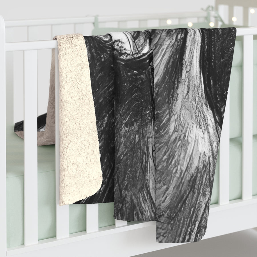 Great Dane Charcoal sherpa blanket by Tritan, on bed