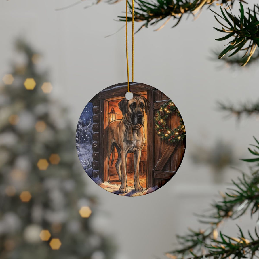 Great Dane Christmas Storybook ceramic ornament by Tritan, context