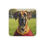 Great Dane Coaster, Oil Painting Soccer Portrait Dog Art Decor, Great Dane Gift, Dog Lover Home Decor, Pet Owner Drink Mat