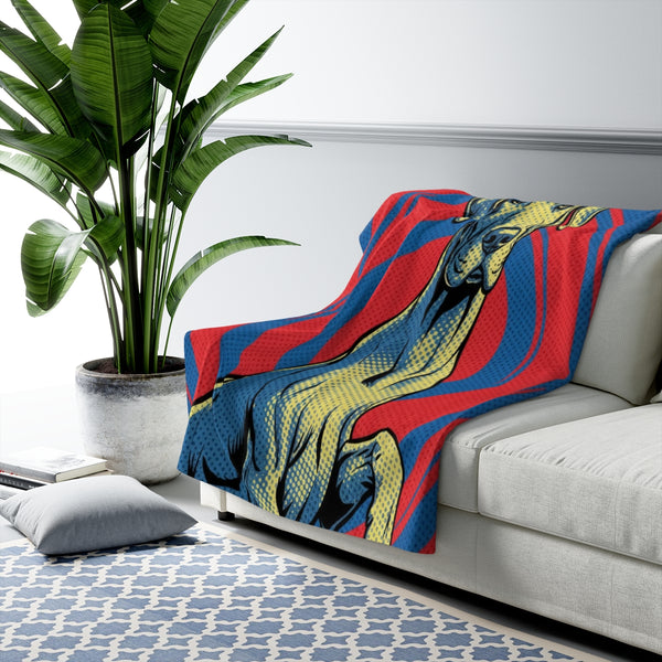Great Dane Comic Art - Dynamic Pop Art Dog Wall Decor with Retro Halftone Style Throw Blanket | Premium Dog Prints | Tritan — Lifestyle View