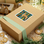 Great Dane Retro Autumn stocking stuffer gift set: round cork-back coaster and two 3x3 vinyl stickers