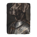 Great Dane Medieval Knight sherpa blanket by Tritan, front