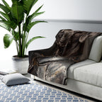 Great Dane Medieval Knight sherpa blanket by Tritan, on sofa