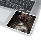 Great Dane Medieval Knight vinyl sticker by Tritan, on a laptop