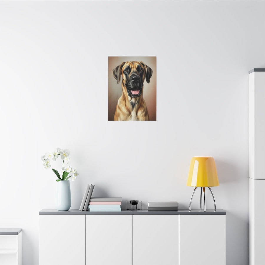 Great Dane Oil Portrait Canvas Art | Stretched Dog Wall Decor | Pet Lover Gift | Warm Painting Print