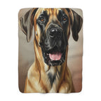Great Dane Oil Portrait sherpa blanket by Tritan, front
