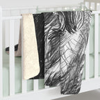 Havanese Charcoal sherpa blanket by Tritan, on bed