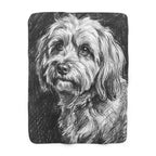 Havanese Charcoal sherpa blanket by Tritan, front