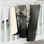 Havanese Charcoal Portrait Sherpa Fleece Blanket | Dog Lover Gift