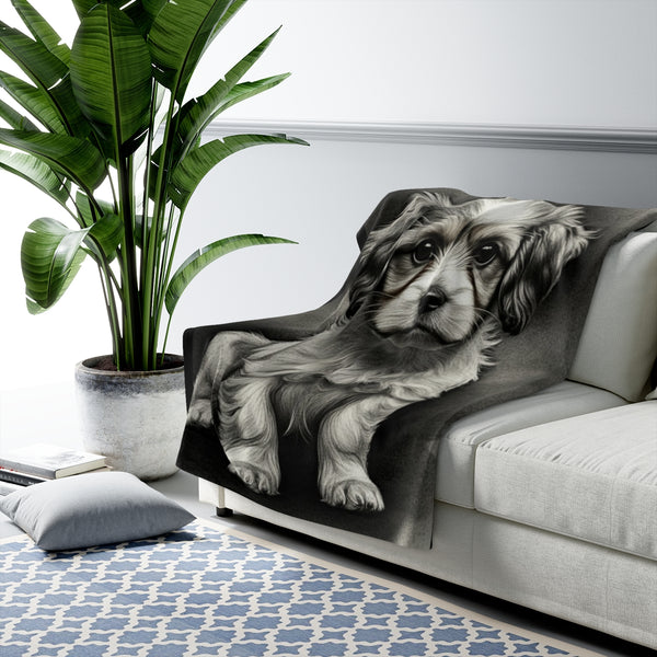 Havanese Charcoal Portrait Throw Blanket | Premium Dog Prints | Tritan — Lifestyle View
