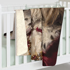 Havanese Kings & Queens sherpa blanket by Tritan, on bed