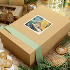 Havanese Japanese Print stocking stuffer gift set: round cork-back coaster and two 3x3 vinyl stickers