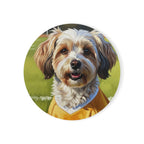 Havanese Oil Painting Soccer Portrait Coaster, Dog Art Decor, Pet Lover Gift, Havanese Mom Dad Gift