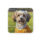 Havanese Oil Painting Soccer Portrait Coaster, Dog Art Decor, Pet Lover Gift, Havanese Mom Dad Gift