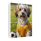 Havanese Oil Painting Soccer Portrait Stretched Canvas Wall Art | Havanese Dog Gift | Pet Owner Decor