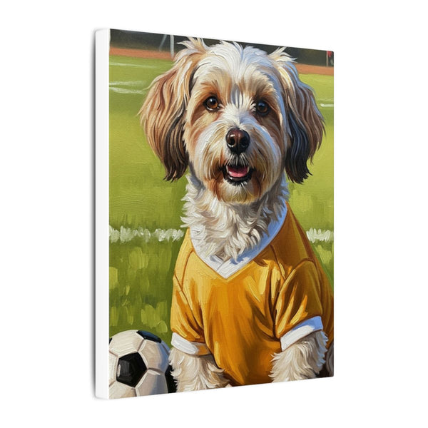 Havanese Oil Painting Soccer Portrait Stretched Canvas Wall Art | Havanese Dog Gift | Pet Owner Decor