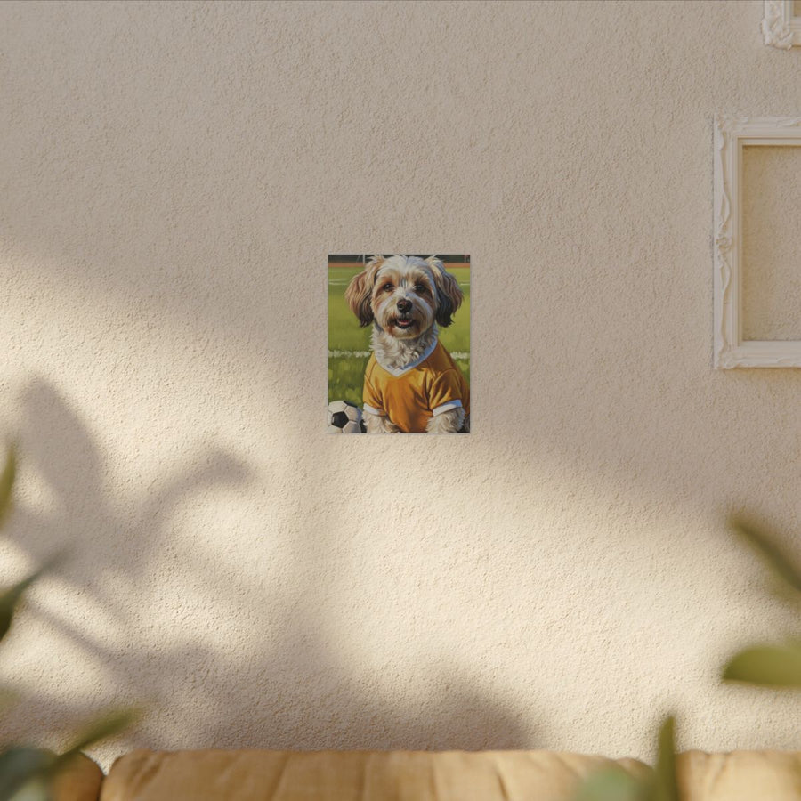Havanese Oil Painting Soccer Portrait Stretched Canvas Wall Art | Havanese Dog Gift | Pet Owner Decor