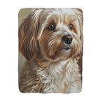 Havanese Oil Portrait sherpa blanket by Tritan, front