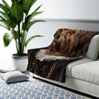 Havanese Renaissance Royal sherpa blanket by Tritan, on sofa