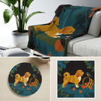 Havanese Retro Autumn cozy gift set: sherpa fleece blanket, cork-back coaster, and vinyl sticker
